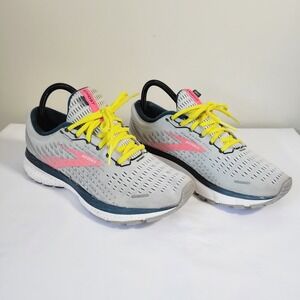 Brooks Ghost 13 1203381B154 Women's 8.5B Running Shoes Gray Mint Pink Sneakers